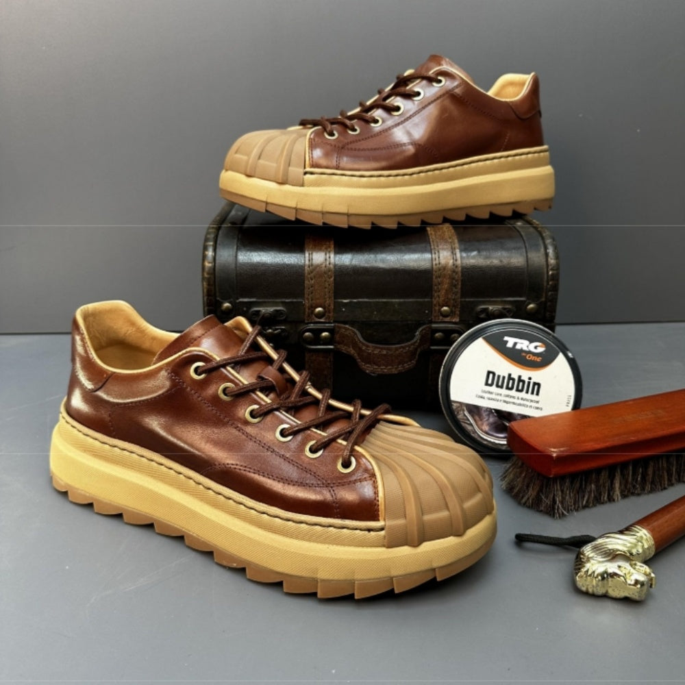 GG Men's High-end Retro Casual Shoes - Low-top design, handcrafted leather shoes with various styles