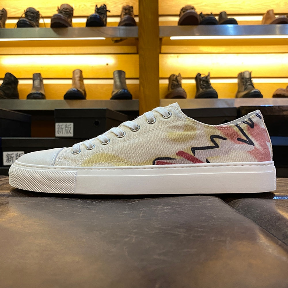Breathable canvas sports shoes, men's low-top style, fashionable and versatile, casual shoe model.