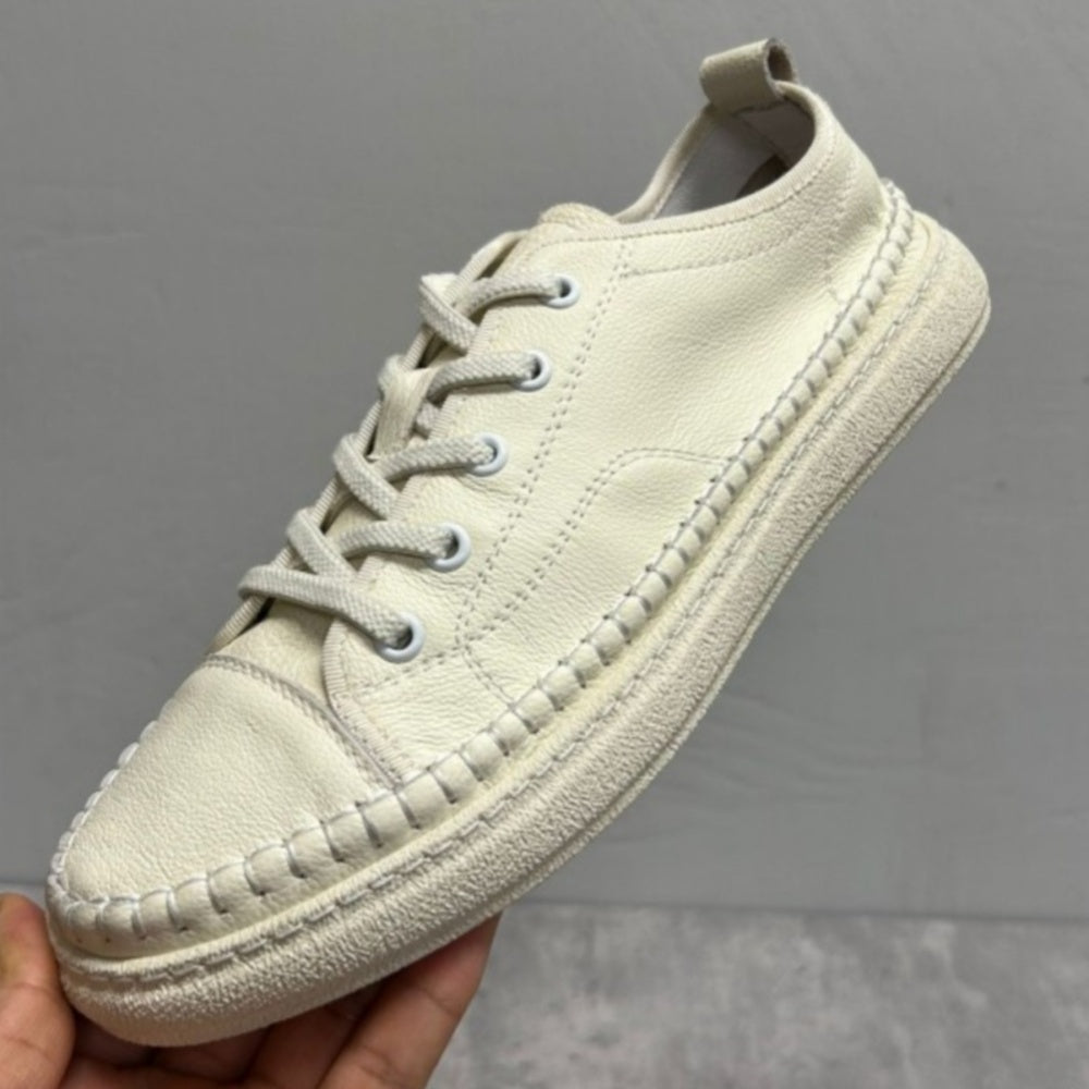 Men's genuine leather white sports shoes, suitable for casual streetwear, men's high-end urban shoes