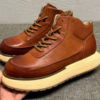 New men's fashionable leather multi-functional casual shoes - men's high-top boots