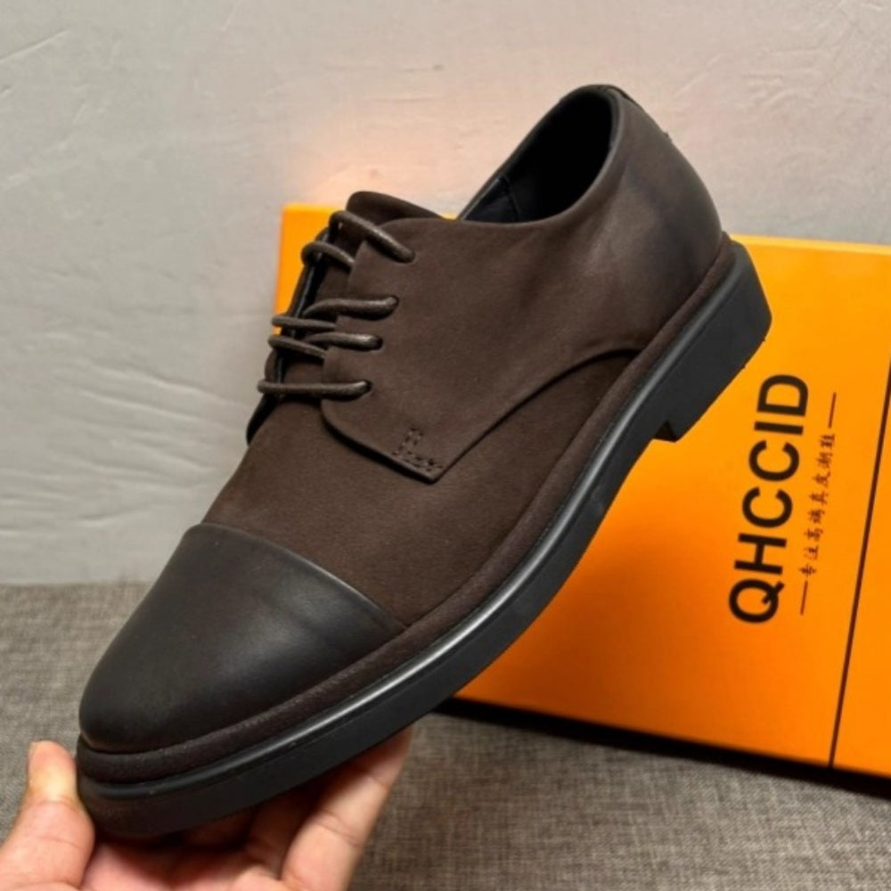 Men's vintage leather shoes, men's fashionable casual shoes, breathable lace-up men's shoes