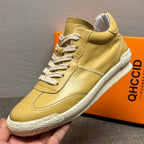 Men's leather retro high-top sneakers - Fashionable, warm, and casual sports shoes