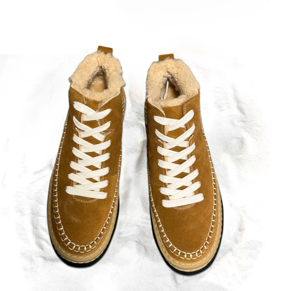 Men's new high-end warm winter thick-soled warm sheepskin boots in high-top style