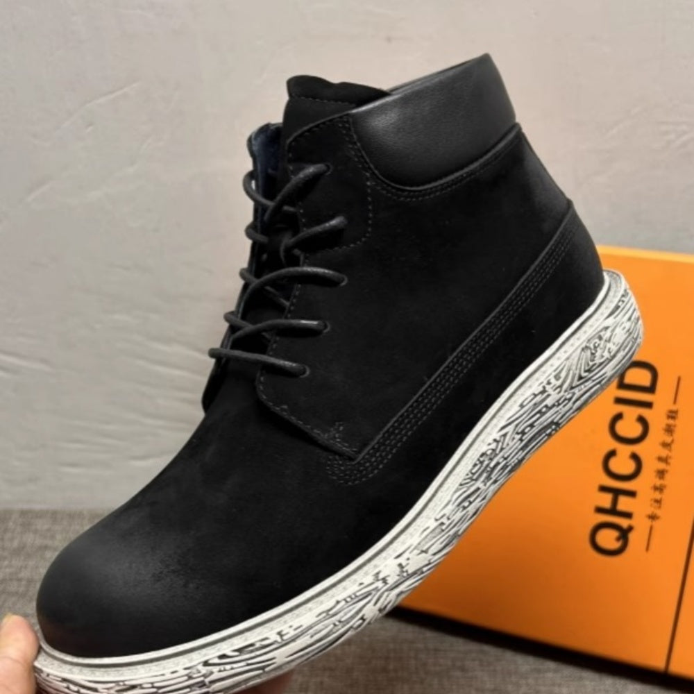 New European style high-top leather men's fashionable casual shoes / Men's fashionable short boots