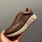 Men's high-end genuine leather casual sports shoes - retro lightweight top-grade cowhide style