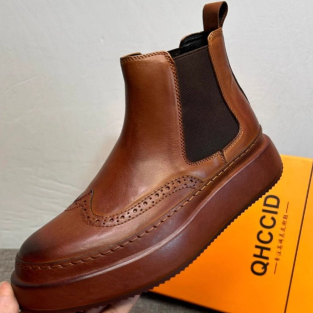 Men's new high-top shoes  Men's fashionable leather shoes  Men's leather foot covers for casual shoes