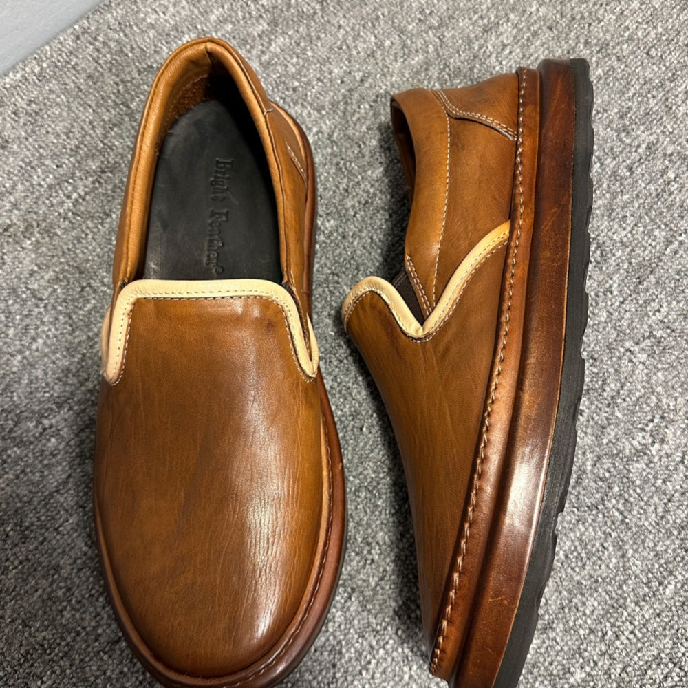 Men's leather shoes - Breathable soft-soled retro casual leather shoes, handcrafted loafers