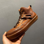 High-end genuine leather high-top men's shoes, retro thick-soled work boots, handcrafted men's boots