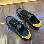 New leather upper shoe style - Excellent breathability, black sole. Very comfortable and casual.