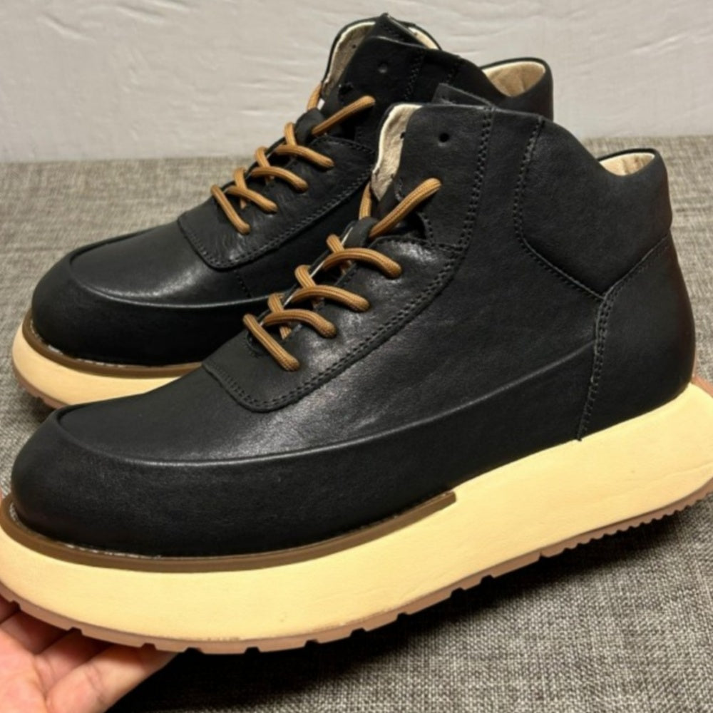 New men's fashionable leather multi-functional casual shoes - men's high-top boots
