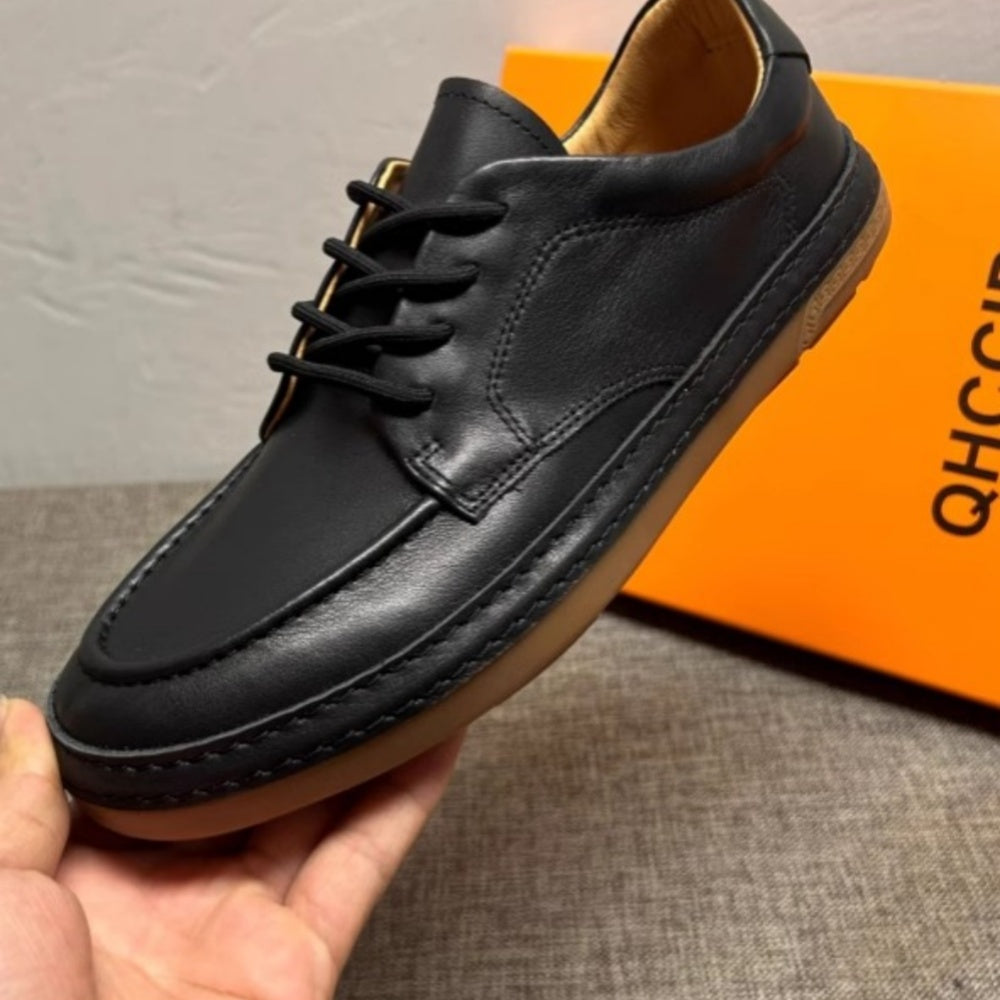 Men's genuine leather white sports shoes, casual shoes with comfortable and breathable design.