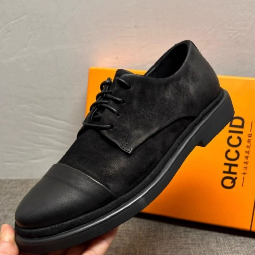 Men's vintage leather shoes, men's fashionable casual shoes, breathable lace-up men's shoes