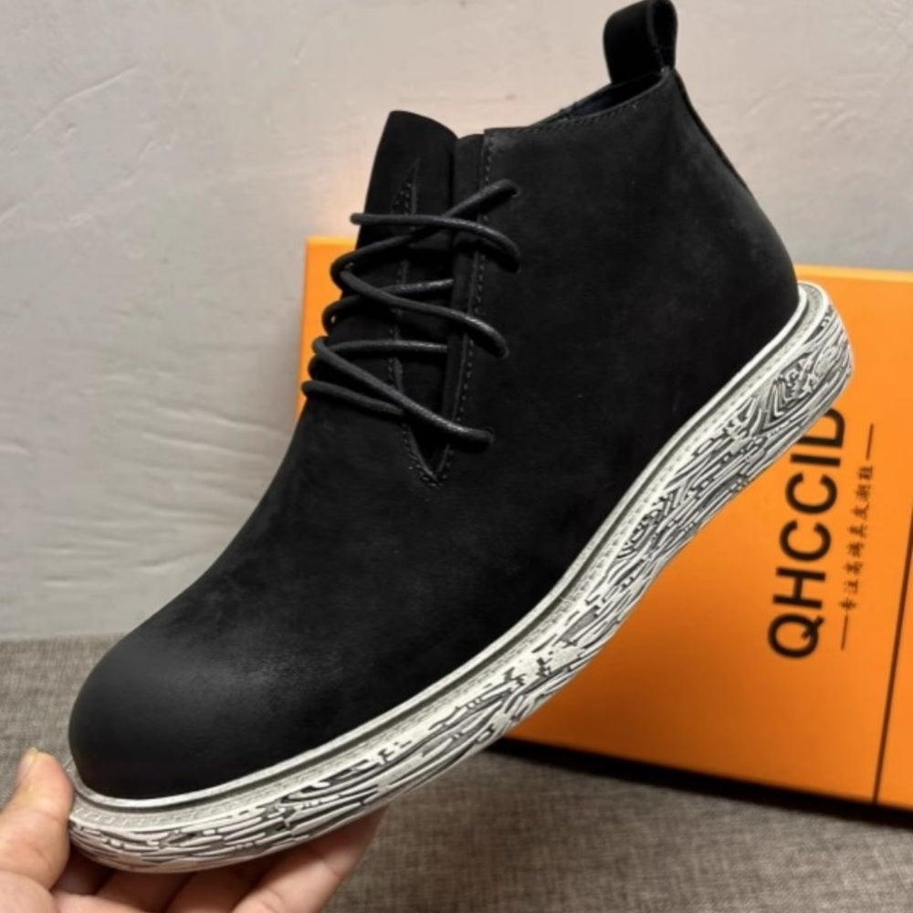Men's leather high-top shoes - Retro style, breathable and comfortable, fashionable casual men's boots