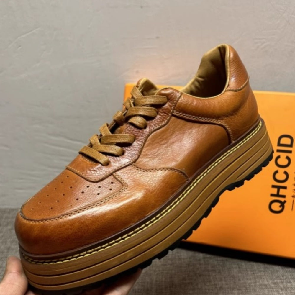 New men's leather retro shoes, men's low-top shoes, fashionable casual sports shoes