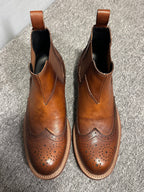 Men's high-end embossed Chelsea boots - made of top-quality leather by hand. High-top business shoes.