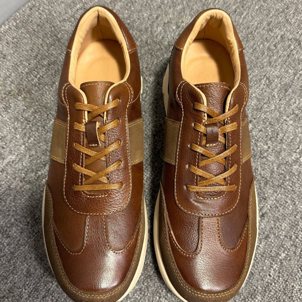 Men's high-end genuine leather casual sports shoes - retro lightweight top-grade cowhide style