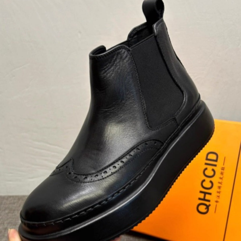 Men's new high-top shoes  Men's fashionable leather shoes  Men's leather foot covers for casual shoes