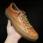 Retro casual men's shoes - Brown flat leather shoes with breathable texture, stylish and comfortable.