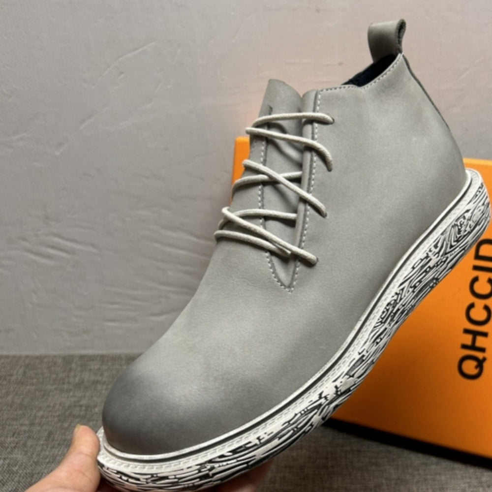 Men's leather high-top shoes - Retro style, breathable and comfortable, fashionable casual men's boots