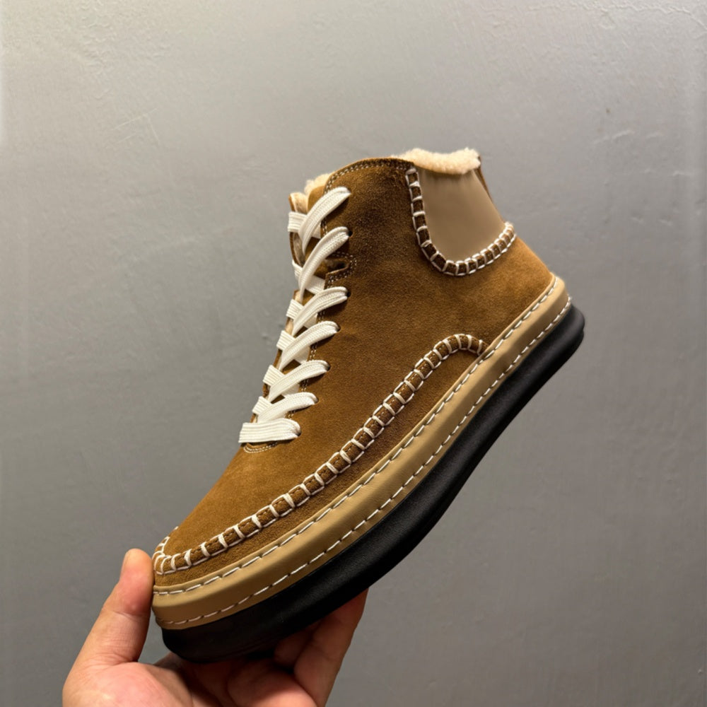 Men's new high-end warm winter thick-soled warm sheepskin boots in high-top style