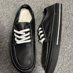 Leather casual men's shoes, suitable for both work occasions and outdoor use. Black canvas men's shoes.