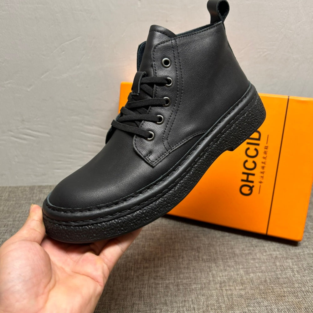 New high-top sports shoes - Men's thick and warm wool shoes - Men's genuine leather casual shoes