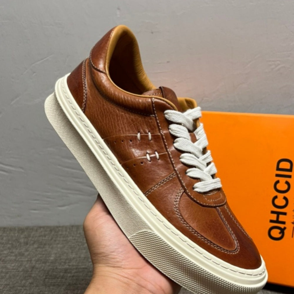 Men's leather fashion shoes - Casual style - Thick, lightweight, breathable retro design - Men's version