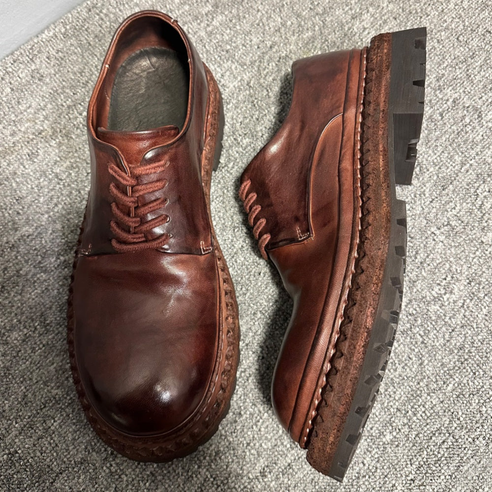 Handmade leather casual shoes, with retro horsehide material, high-end business casual men's shoes