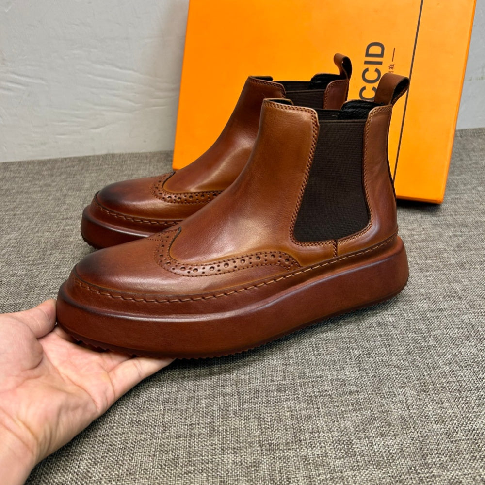 Men's new high-top shoes  Men's fashionable leather shoes  Men's leather foot covers for casual shoes