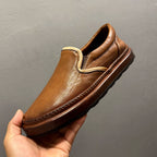 Men's leather shoes - Breathable soft-soled retro casual leather shoes, handcrafted loafers