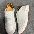 Men's full-grain leather shoes - white platform sole - soft upper - casual sports sneakers