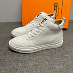 New men's high-top leather shoes, men's pure leather casual white shoes, men's short boots