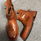 Cowhide boots, soft leather Chelsea boots, handcrafted entirely, short boots with leather buckles