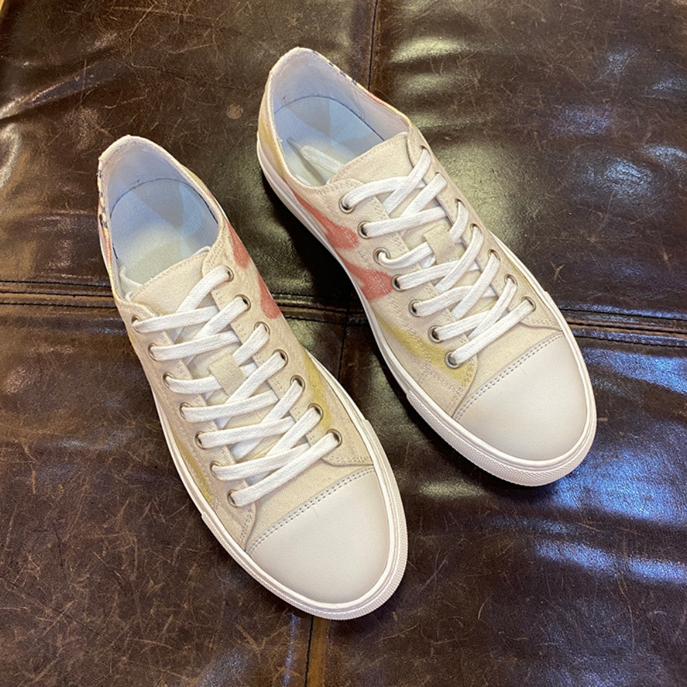Breathable canvas sports shoes, men's low-top style, fashionable and versatile, casual shoe model.