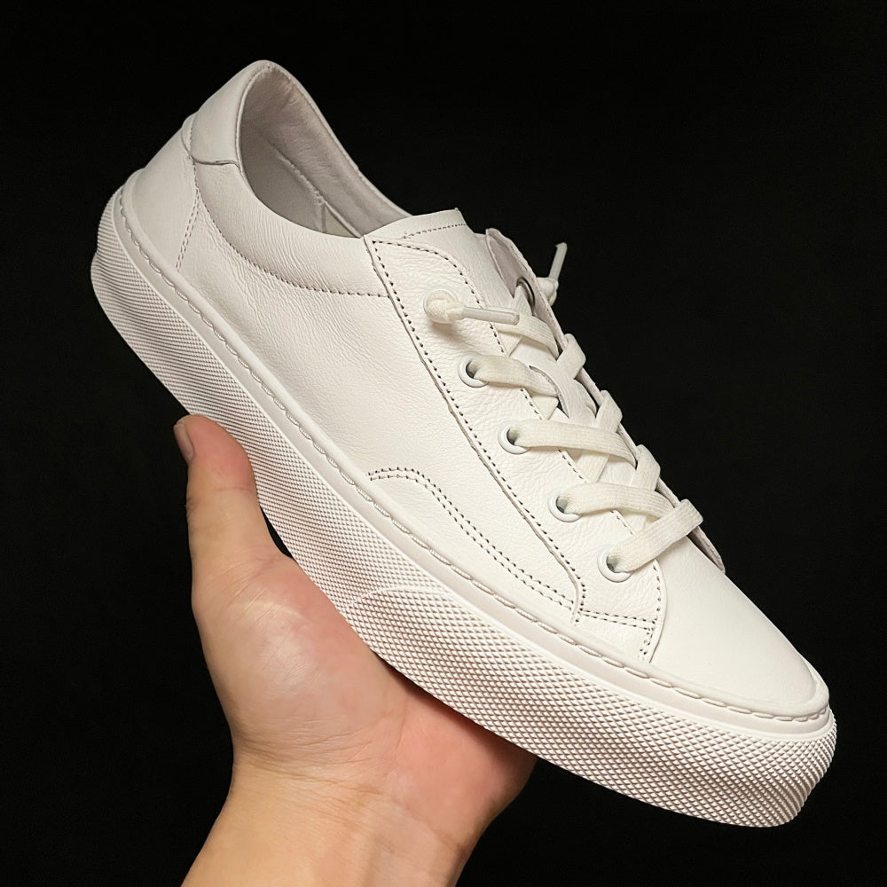 Retro casual men's shoes - Brown flat leather shoes with breathable texture, stylish and comfortable.