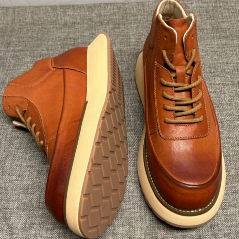 New men's fashionable leather multi-functional casual shoes - men's high-top boots