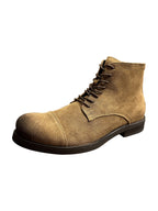 New retro-style soft leather casual high-top shoes, retro thick-soled fashionable street boots