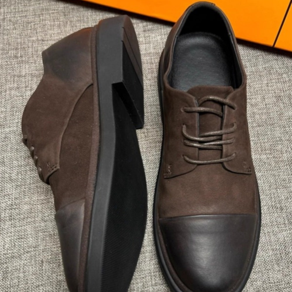 Men's vintage leather shoes, men's fashionable casual shoes, breathable lace-up men's shoes