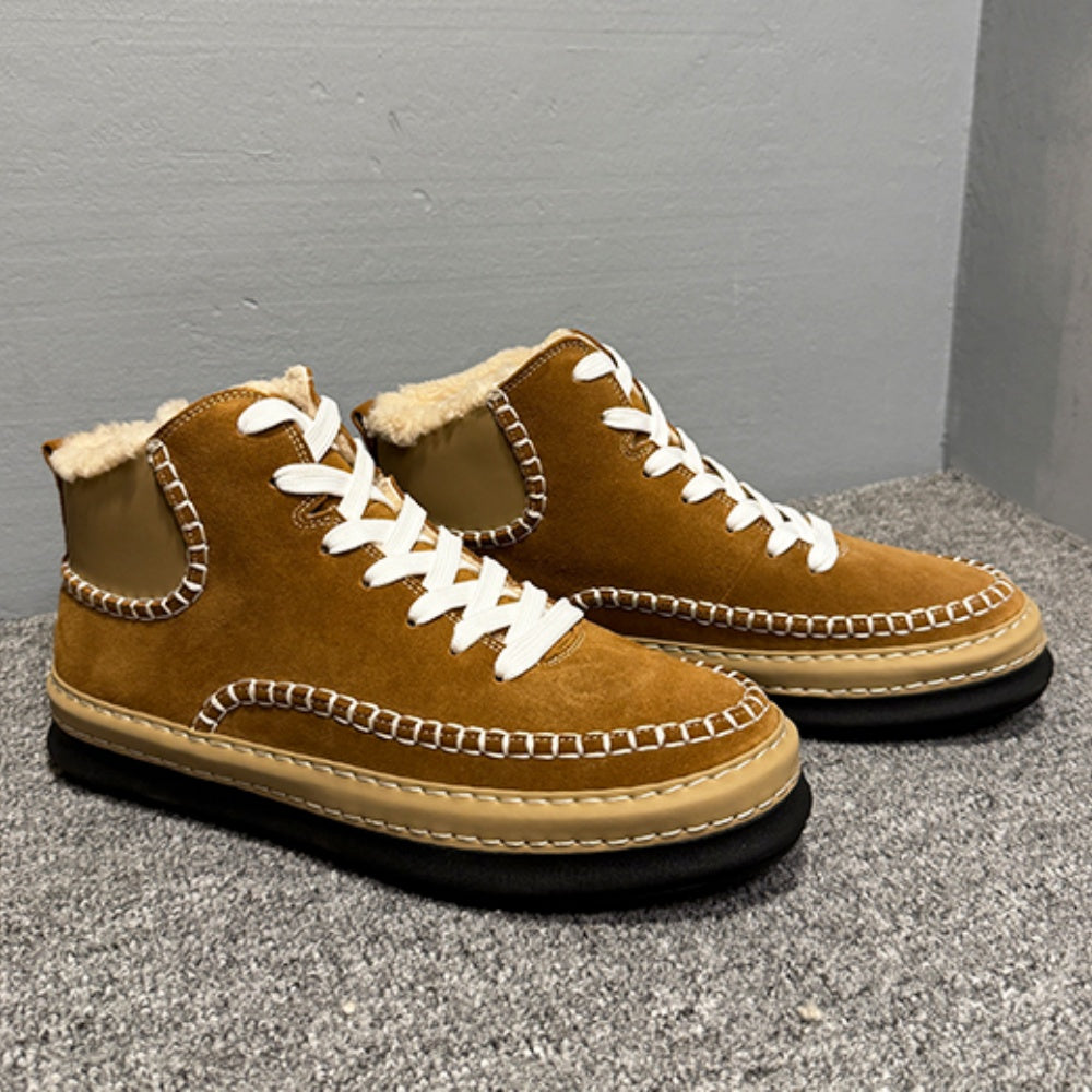 Men's new high-end warm winter thick-soled warm sheepskin boots in high-top style