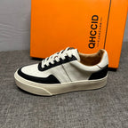 Men's leather fashion shoes, fashionable casual sports shoes, men's breathable white shoes