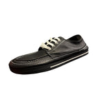 Leather casual men's shoes, suitable for both work occasions and outdoor use. Black canvas men's shoes.