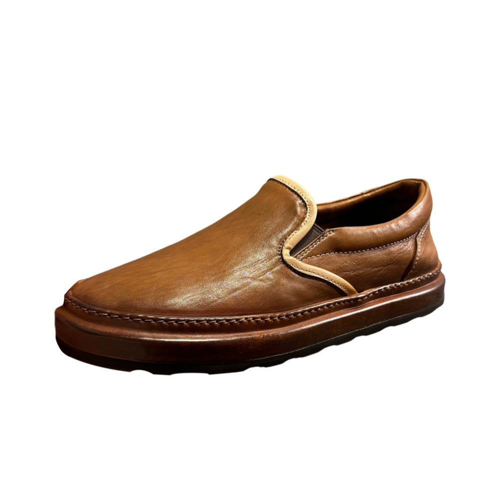 Men's leather shoes - Breathable soft-soled retro casual leather shoes, handcrafted loafers