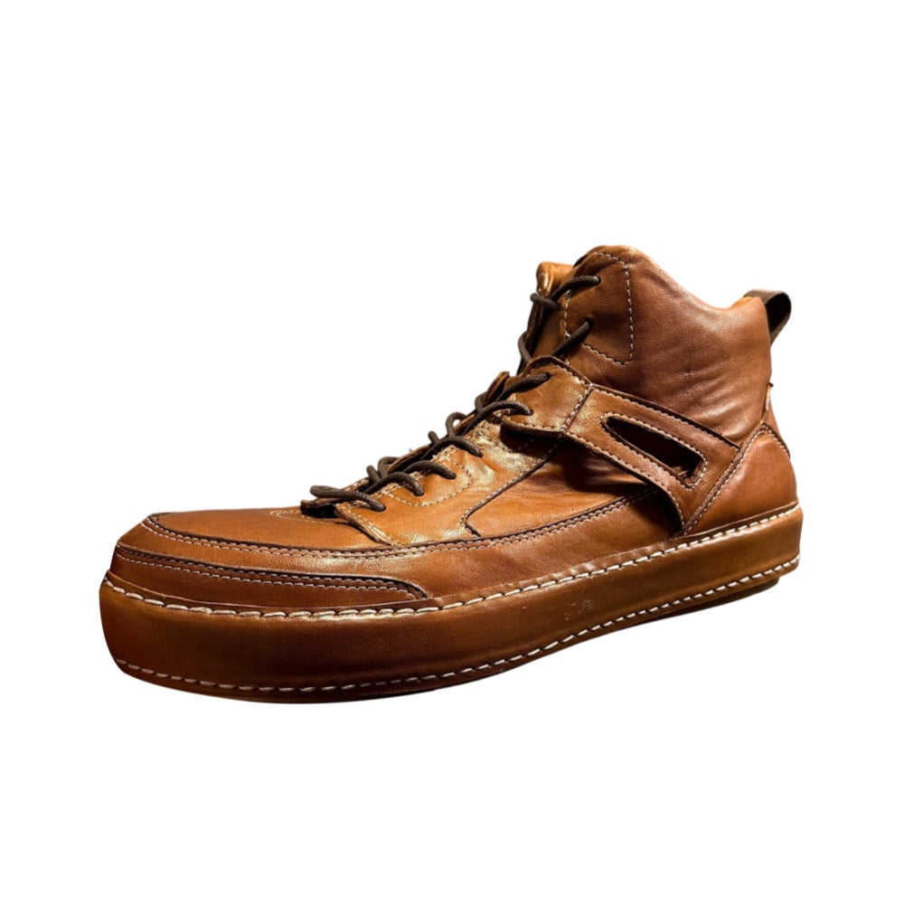 High-end genuine leather high-top men's shoes, retro thick-soled work boots, handcrafted men's boots