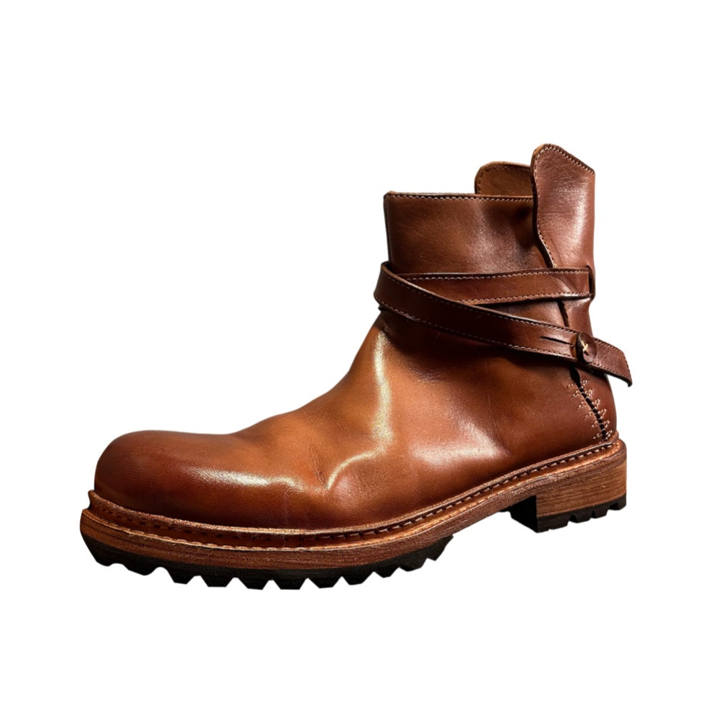 Cowhide boots, soft leather Chelsea boots, handcrafted entirely, short boots with leather buckles