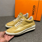 Men's leather retro high-top sneakers - Fashionable, warm, and casual sports shoes