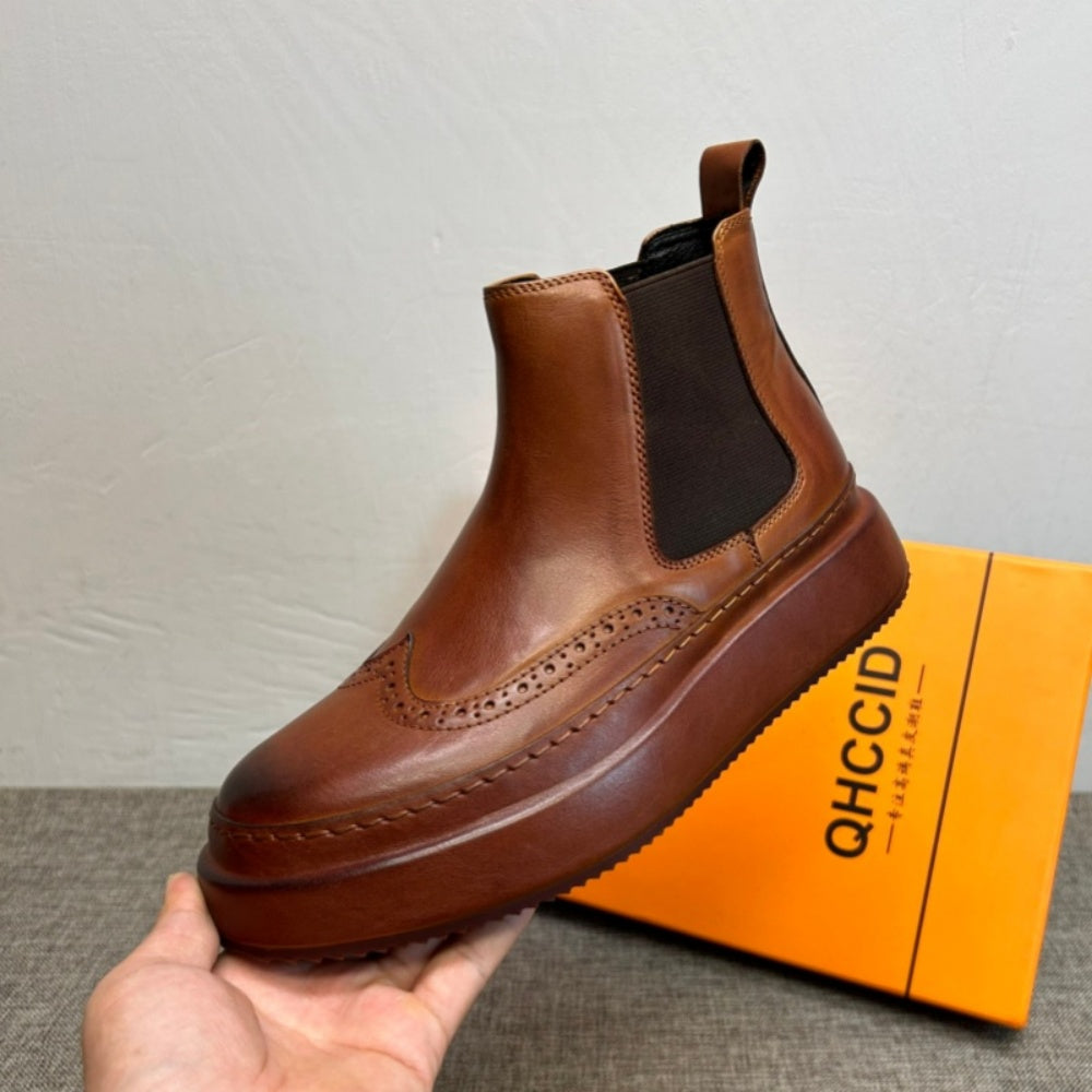 Men's new high-top shoes  Men's fashionable leather shoes  Men's leather foot covers for casual shoes