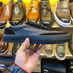 New leather upper shoe style - Excellent breathability, black sole. Very comfortable and casual.
