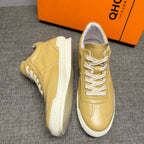 Men's leather retro high-top sneakers - Fashionable, warm, and casual sports shoes
