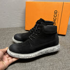 New European style high-top leather men's fashionable casual shoes / Men's fashionable short boots