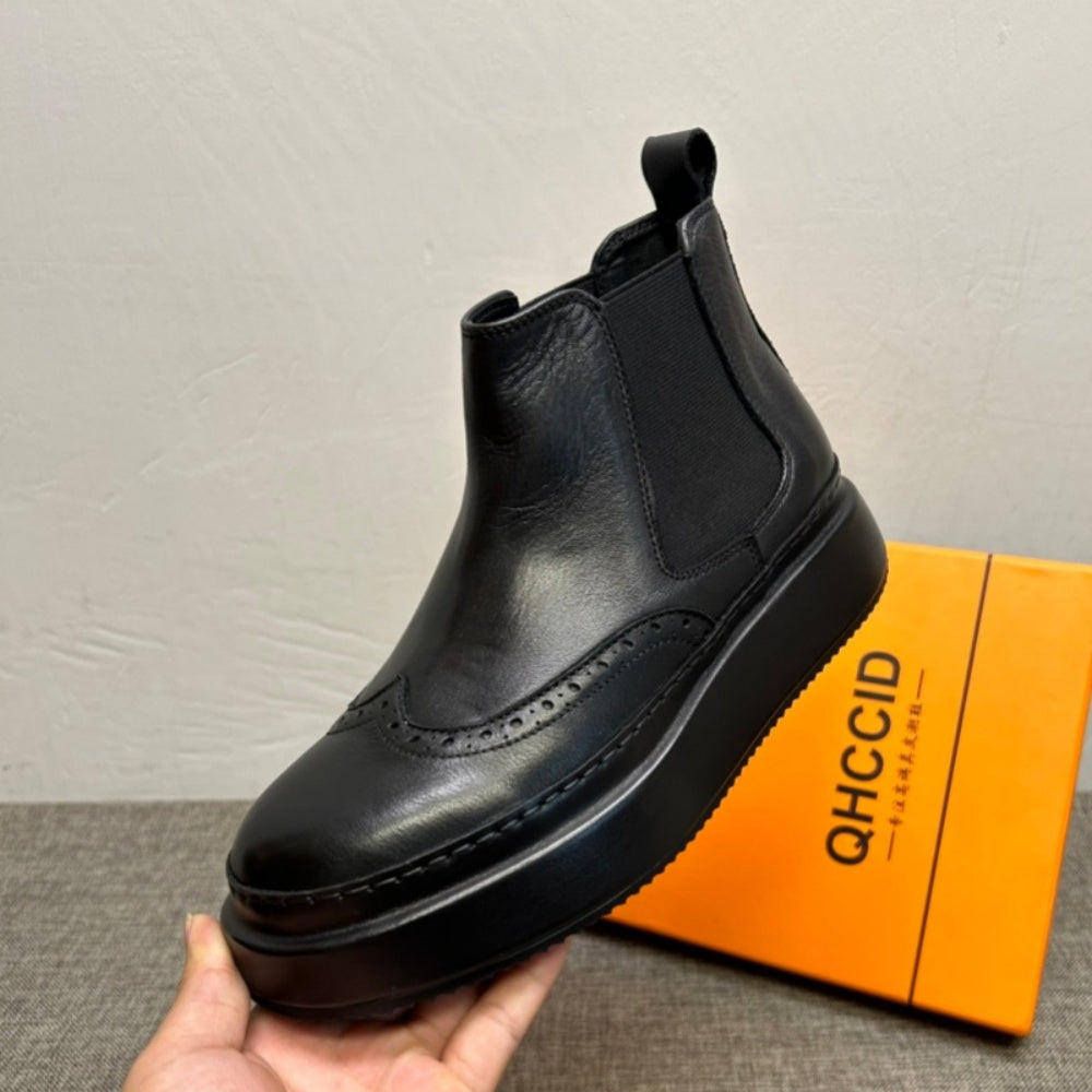 Men's new high-top shoes  Men's fashionable leather shoes  Men's leather foot covers for casual shoes